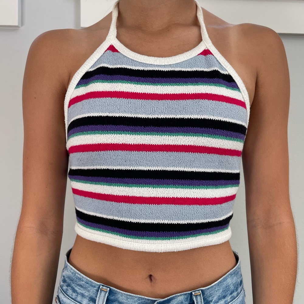 Zara halter neck tank top with open back